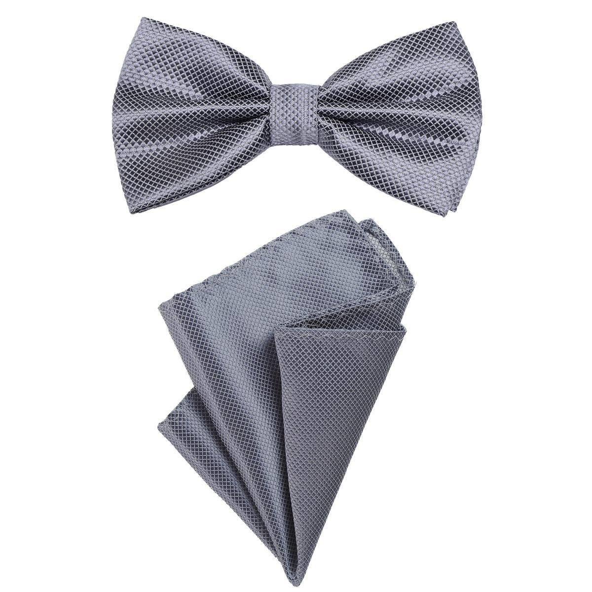 DonDon Fliege DonDon Herren Fliege und Einstecktuch (Packung, 2-St., 1x Fliege und 1x Einstecktuch) bereits gebunden, Seidenlook, 2er Set
