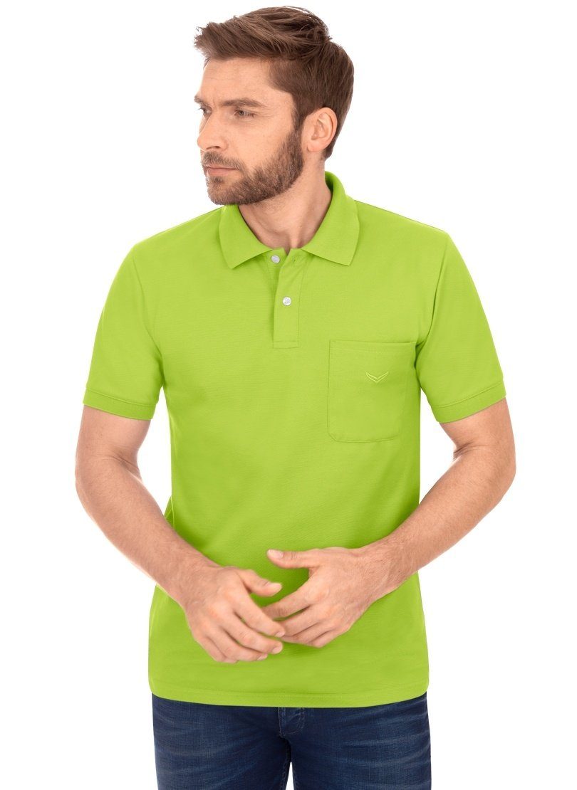 Trigema Poloshirt TRIGEMA Polohemd mit lemon Brusttasche