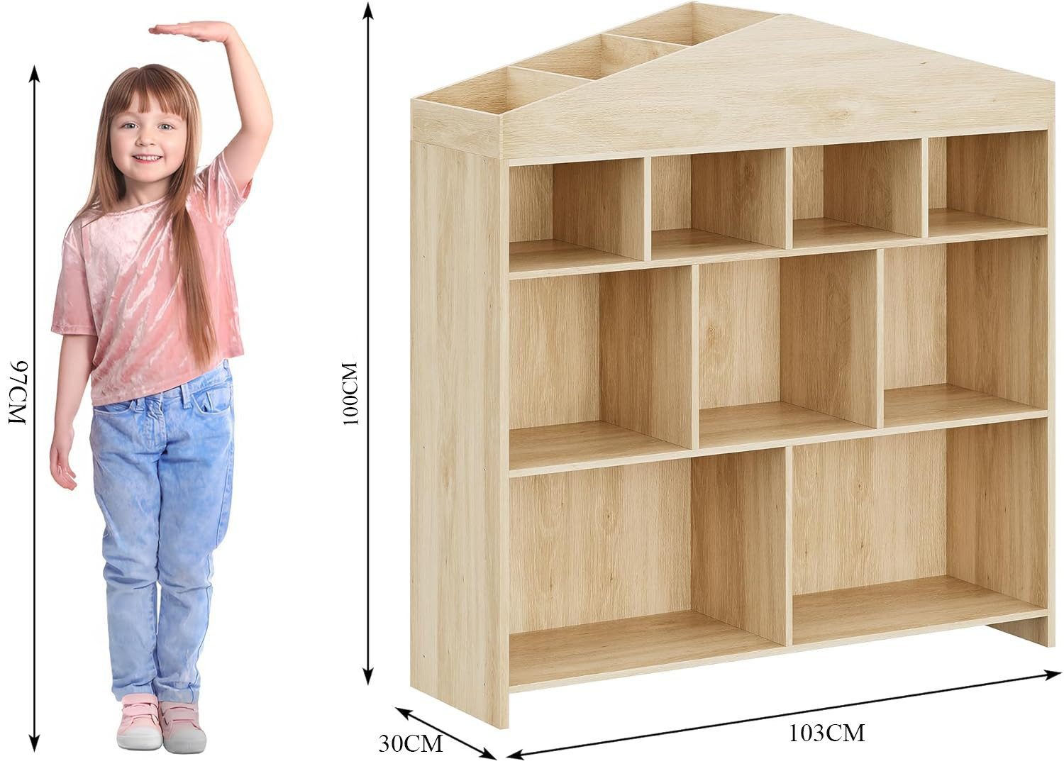 GarveeMore Kinderregal Kinder Bücherregal mit 9 günstig online kaufen