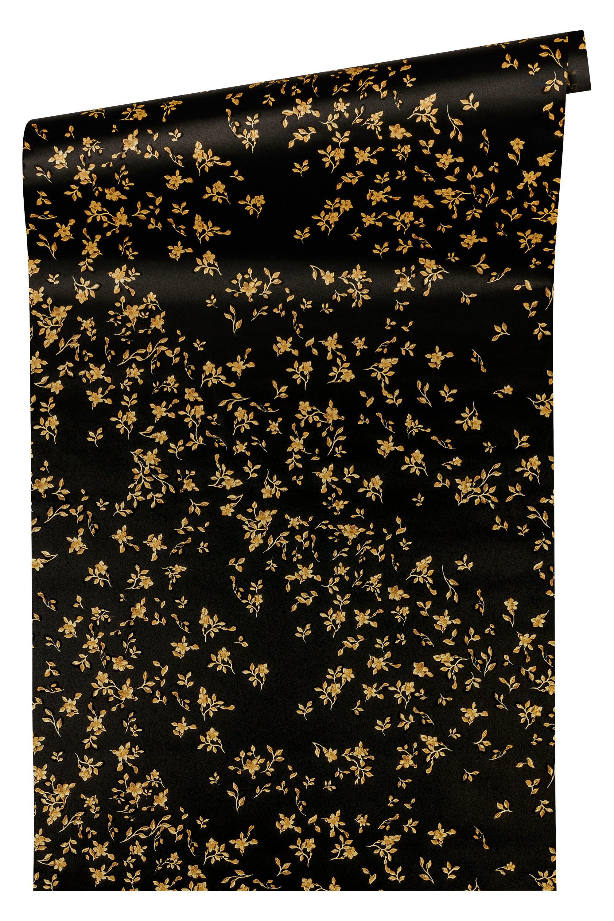 Versace Vliestapete Versace wallpaper Versace 4, Florale Tapete, schwarz, gold 935854