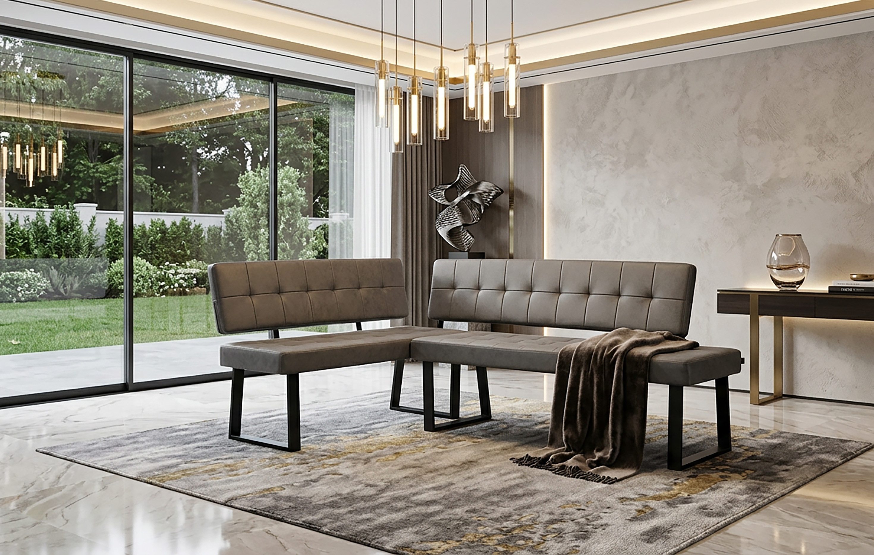 B&D home Eckbank AKA (2-St), beidseitig montierbar, gepolstert, mit Rückenlehne, verschiedene Maße