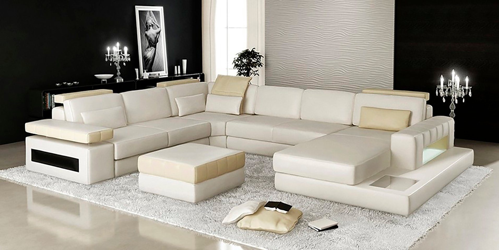 JVmoebel Ecksofa, Wohnzimmer Couch Sitz Couchen Eck Leder Polster Sofa Wohnlandschaft