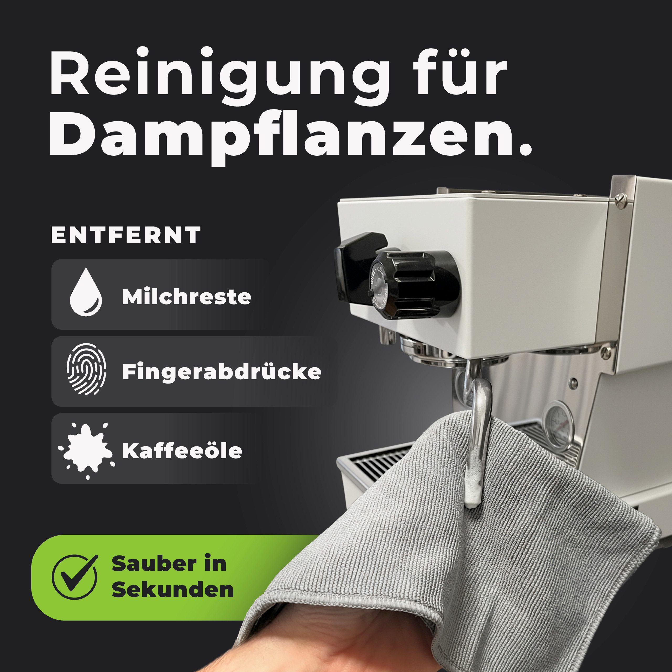 CLENESSO Reinigungstuch (4 Stück (je 2 Stück in Grau und Antrazit), Hochwertige Mikrofaser Geschirrtücher für Siebträger & Haushalt) – Bild 3 von 5