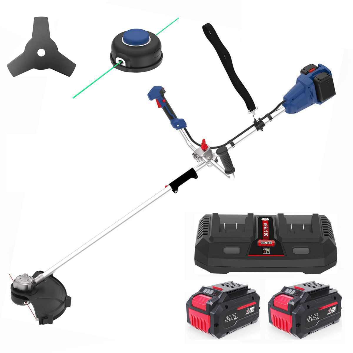 Güde Akku-Rasentrimmer 36V Akku-Freischneider FS 36-0 mit 2 x Akku 8.0 Ah / Doppelladegerät