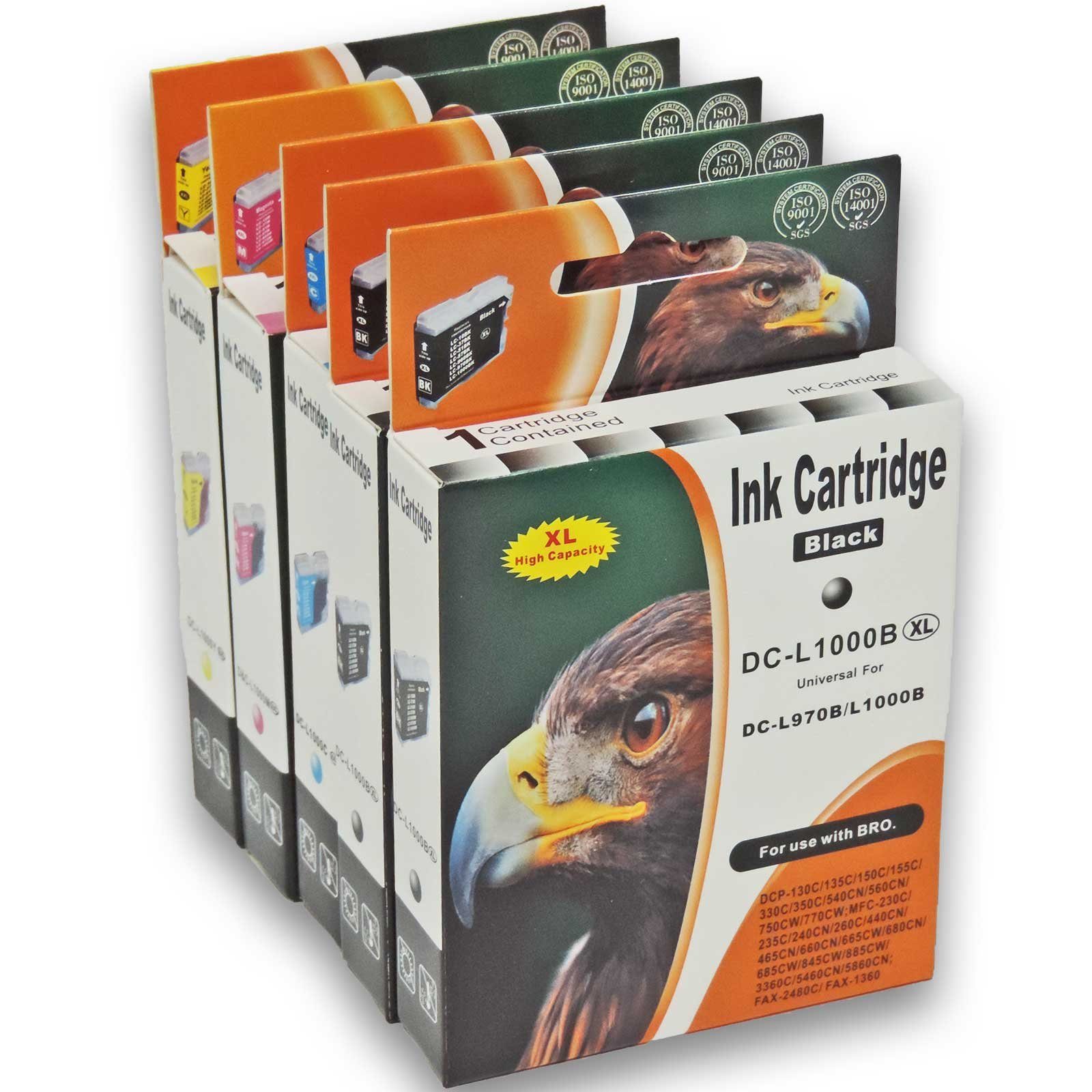 Kompatibel Brother LC-970 XXL, LC-1000 XXL Multipack 5-Farben (2x Tintenpatrone (CW)