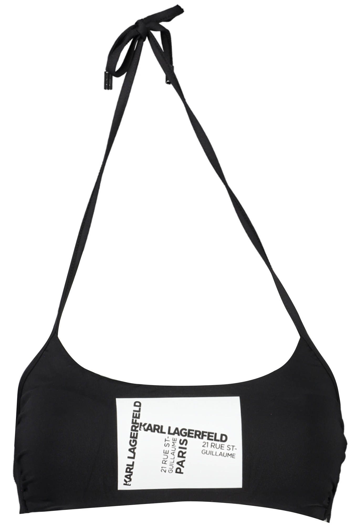 KARL LAGERFELD Badeanzug Stylisches Damen Strandtop in Schwarz mit Streifen und Kontrastdetails