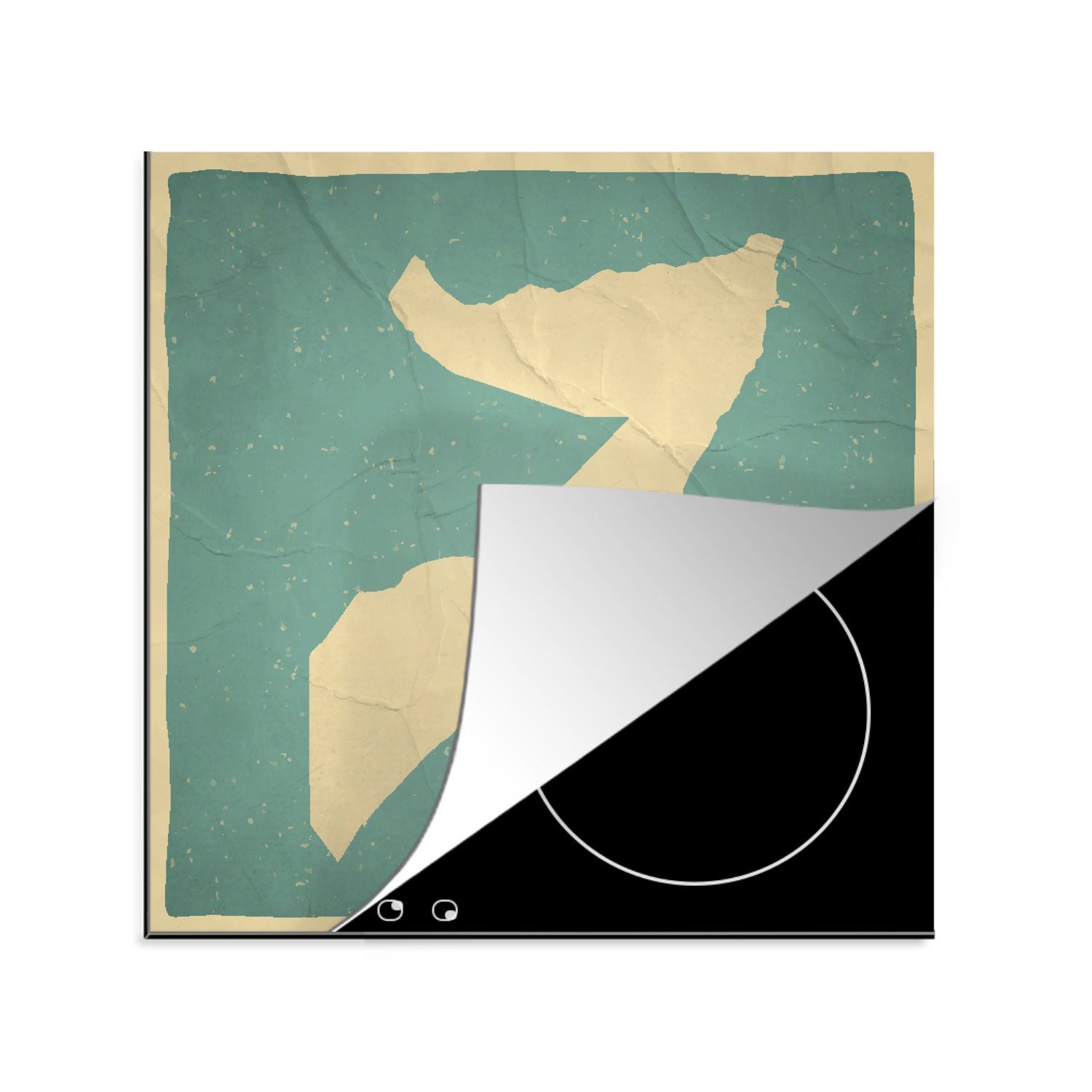 MuchoWow Herdblende-/Abdeckplatte Eine Illustration von Somalia auf einem alten Papier, Vinyl, (1 tlg), 78x78 cm, Ceranfeldabdeckung, Arbeitsplatte für küche | Herdabdeckplatten