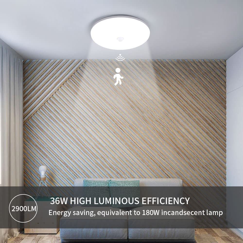 Riserva LED Deckenleuchte LED Deckenleuchte 36W Weiß Rund mit Bewegungsmelder für Feuchtraum, LED wechselbar