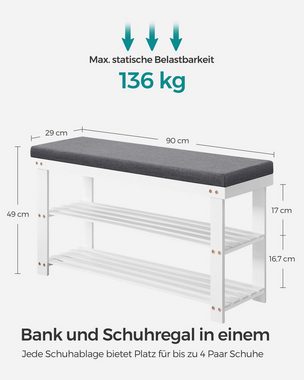 SONGMICS Schuhbank, Schuhregal aus Bambus, 29 x 90 x 49 cm