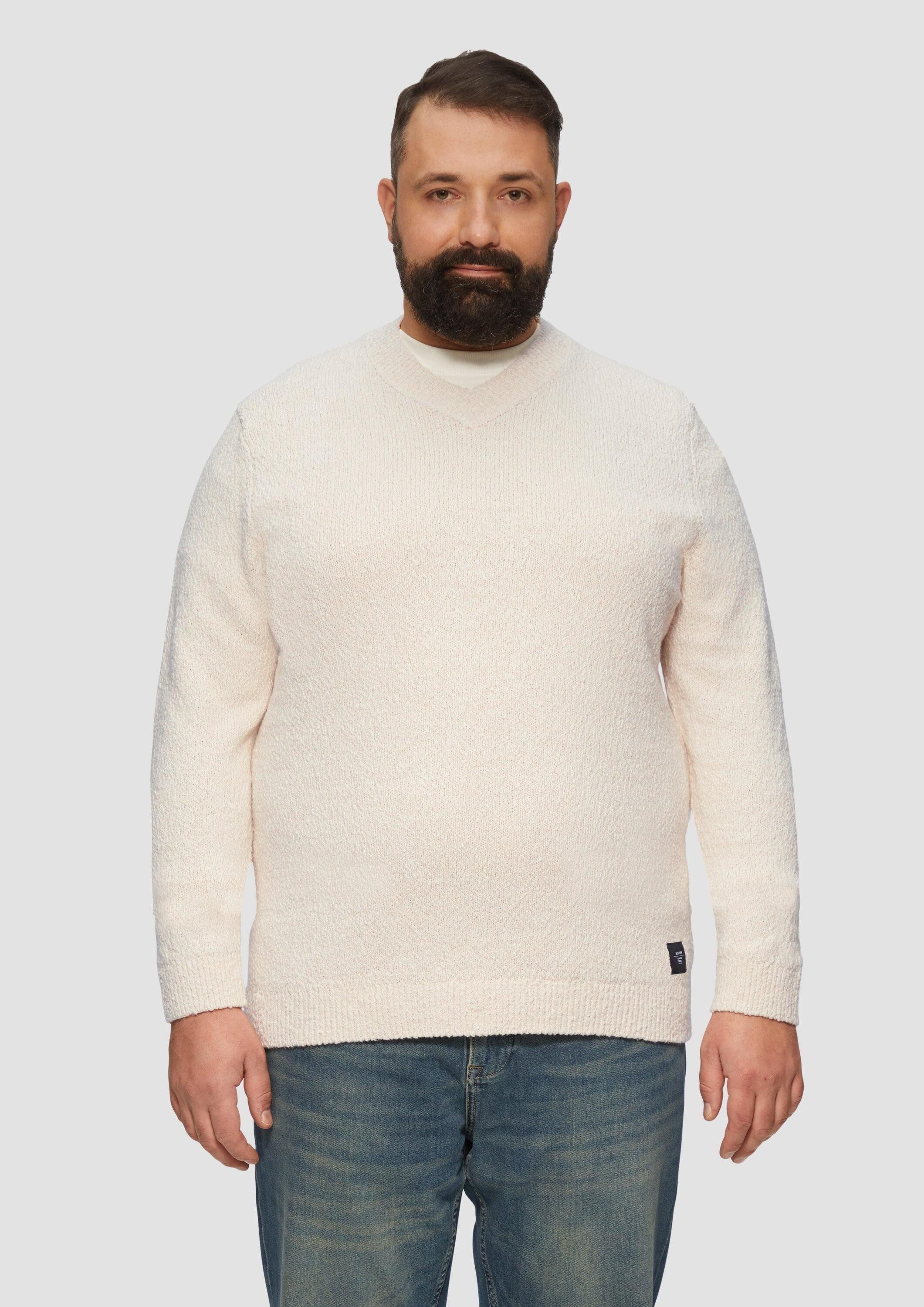 s.Oliver Longpullover Вязаные свитера Strukturierter Baumwollpullover mit V-Ausschnitt