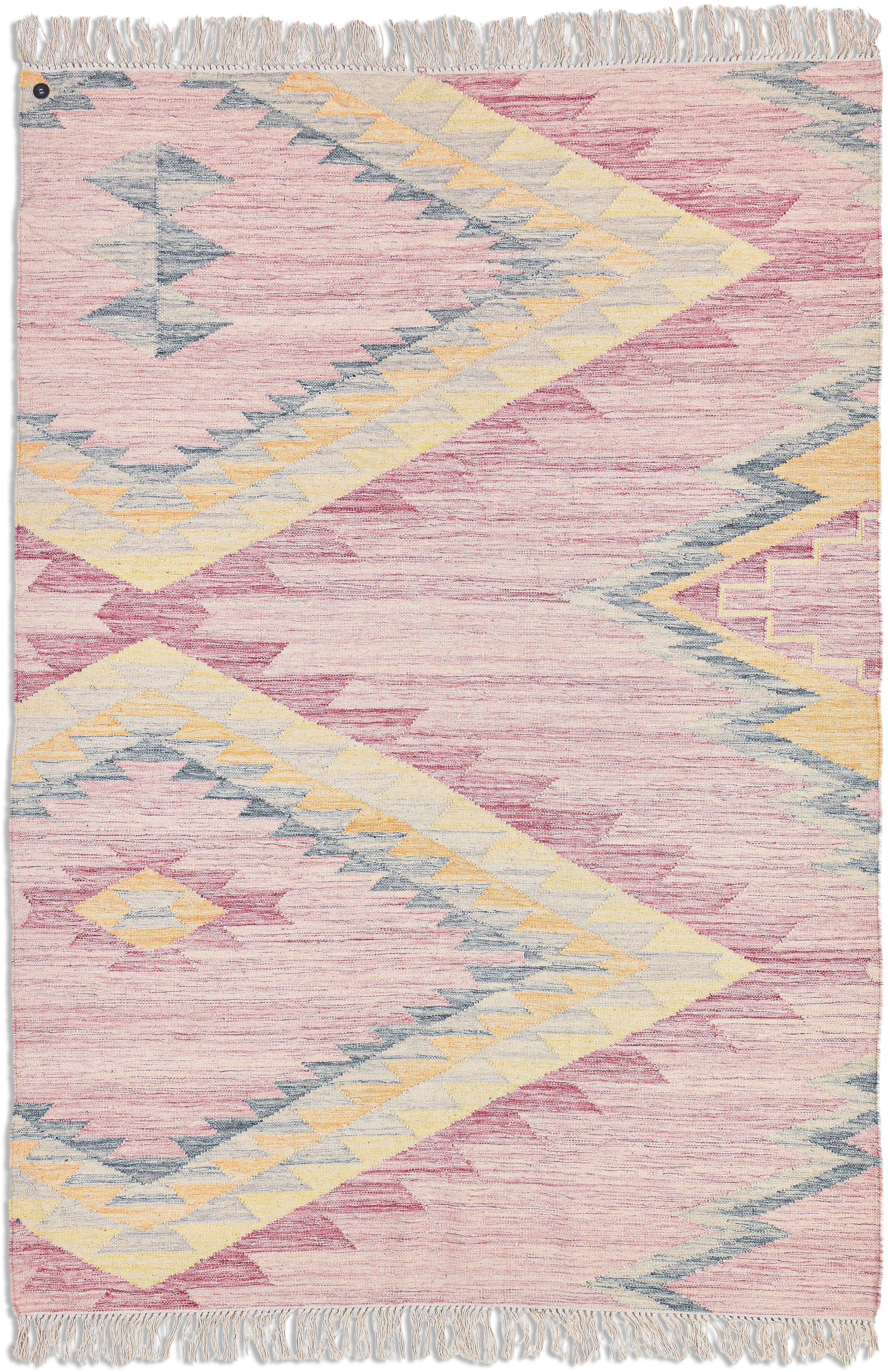 TOM TAILOR HOME Wollteppich Vintage ZigZag, rechteckig, Höhe: 5 mm, handgewebt, mit Fransen, Boho-Style