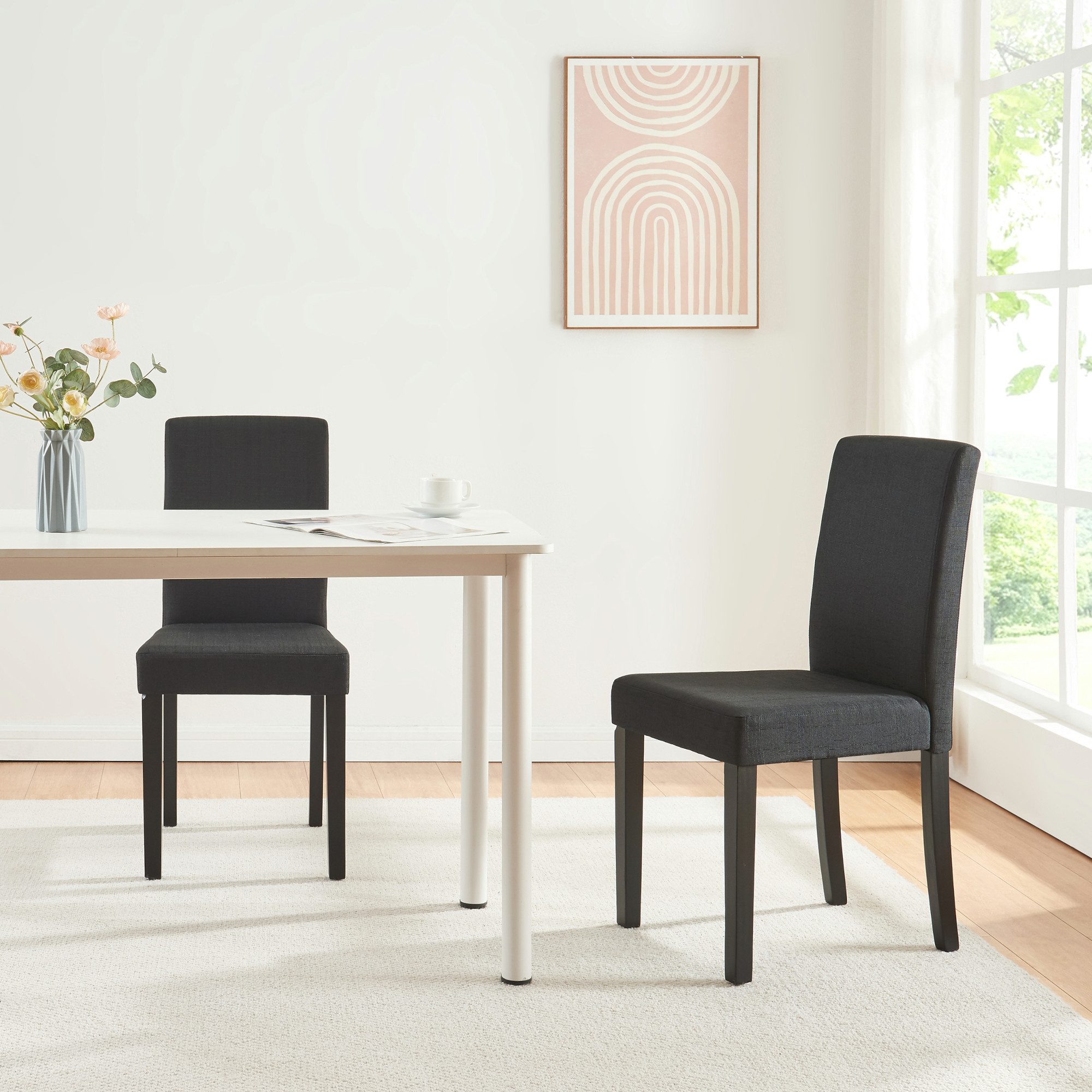 en.casa Esszimmerstuhl (Set, 4 St), »Hamburg« Polsterstuhl Textil Holzbeine günstig online kaufen