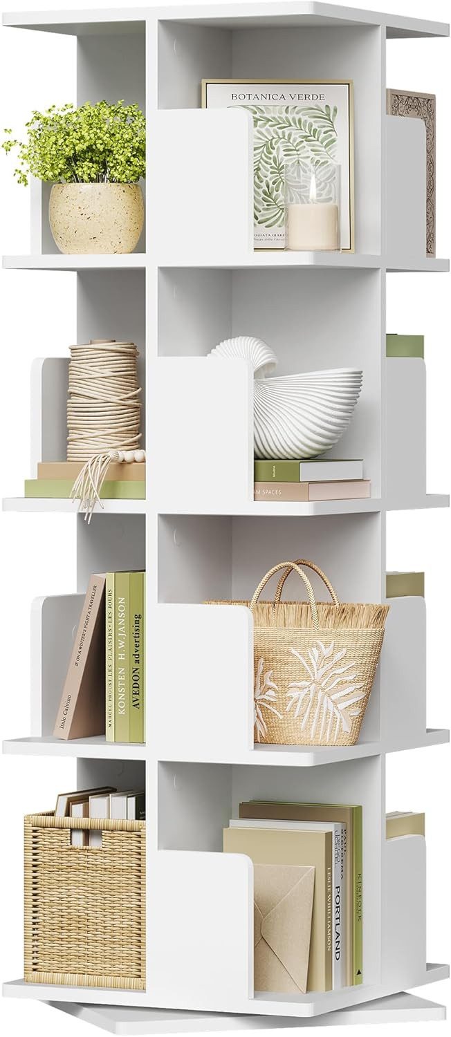 EUGAD Bücherregal, 1-tlg., 360° drehbar mit 4 Ebenen MDF, 39,5x128x39,5 cm