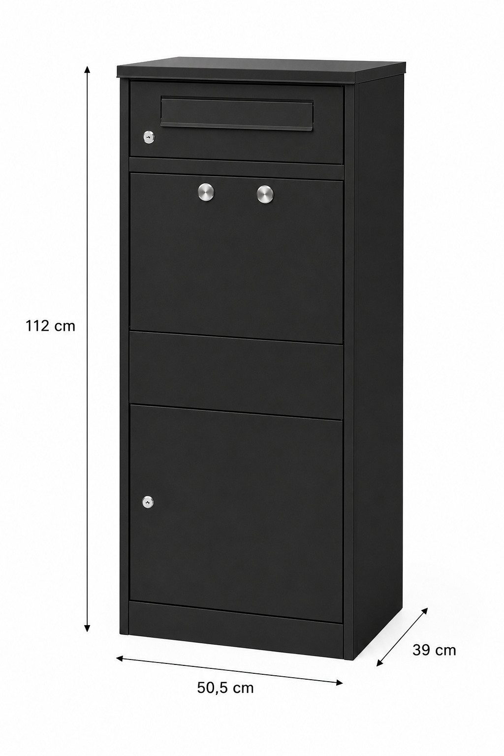 Radius Paketbriefkasten Paketbriefkasten Letterman 4 Schwarz inkl. LED Licht