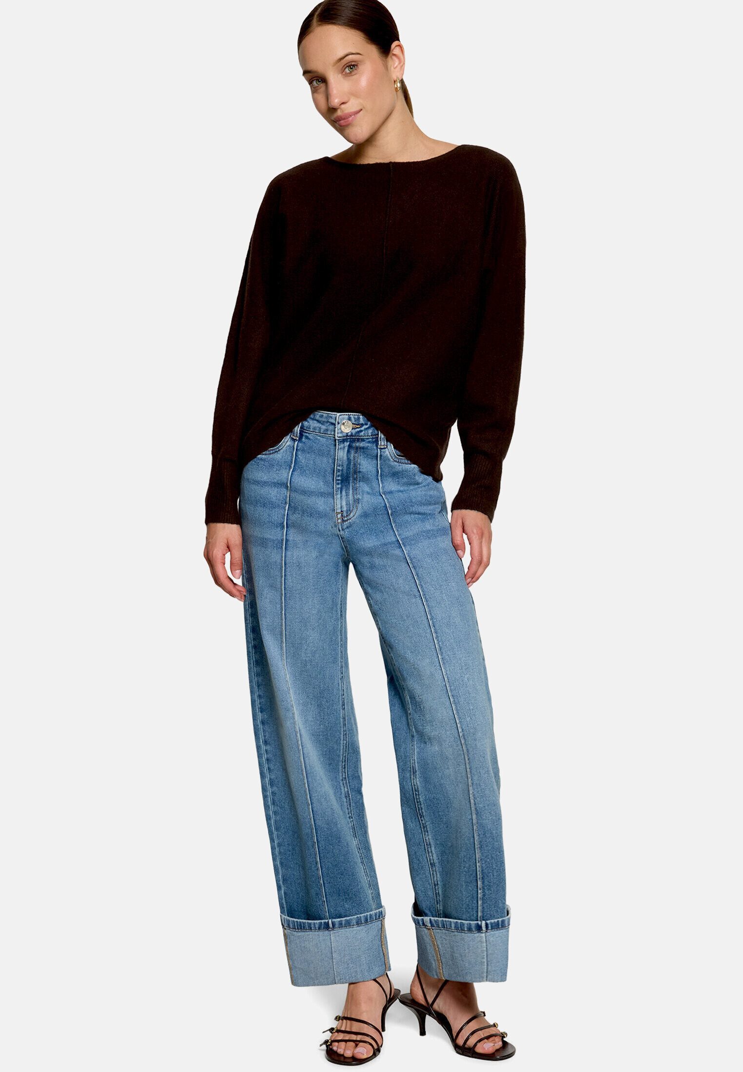 Zero Weite Jeans Damen Look-Jeans mit Biesen Style Witney