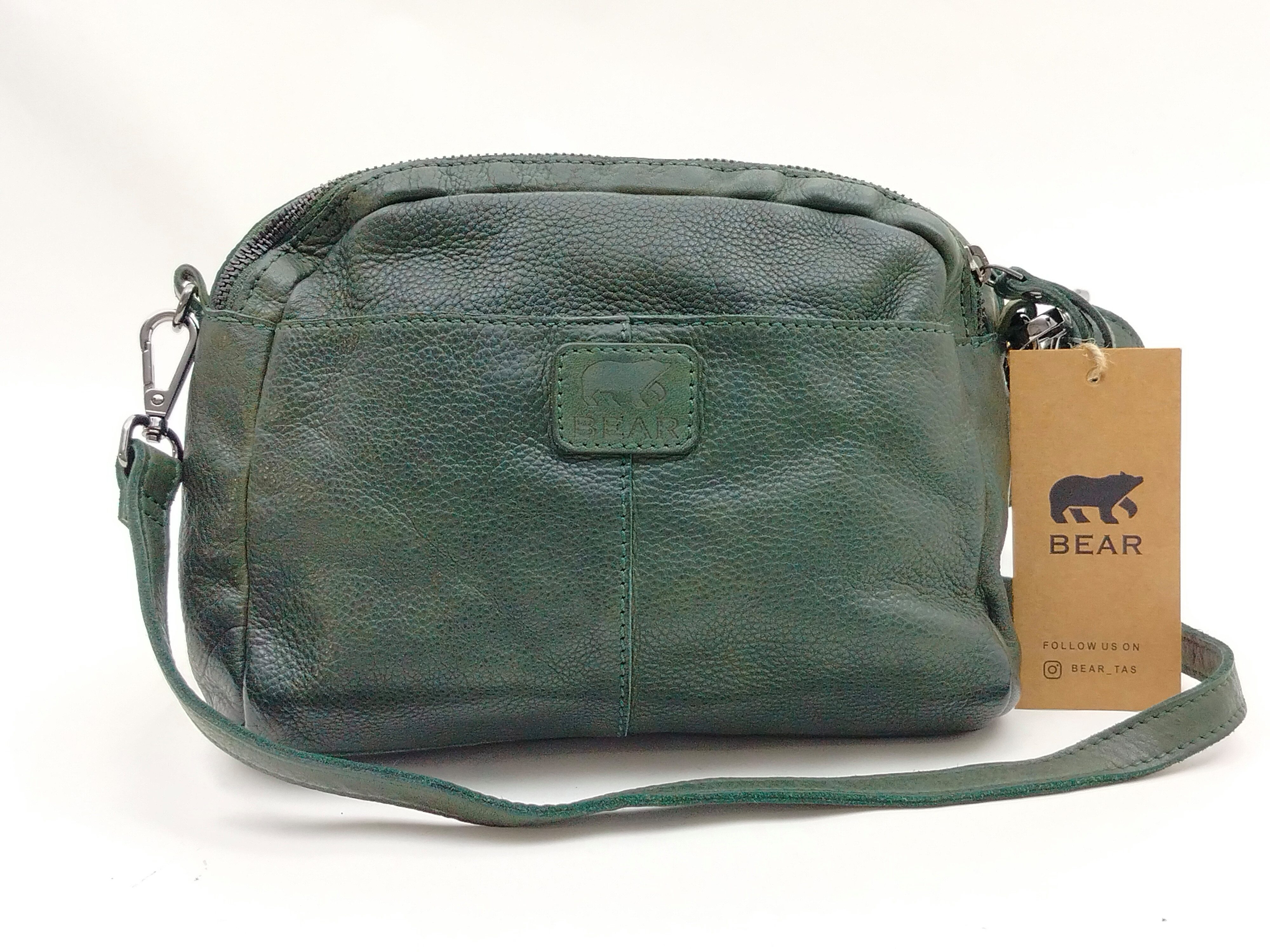 Bear Design Handtasche BearDesign Handtasche Leder dunkelgrün