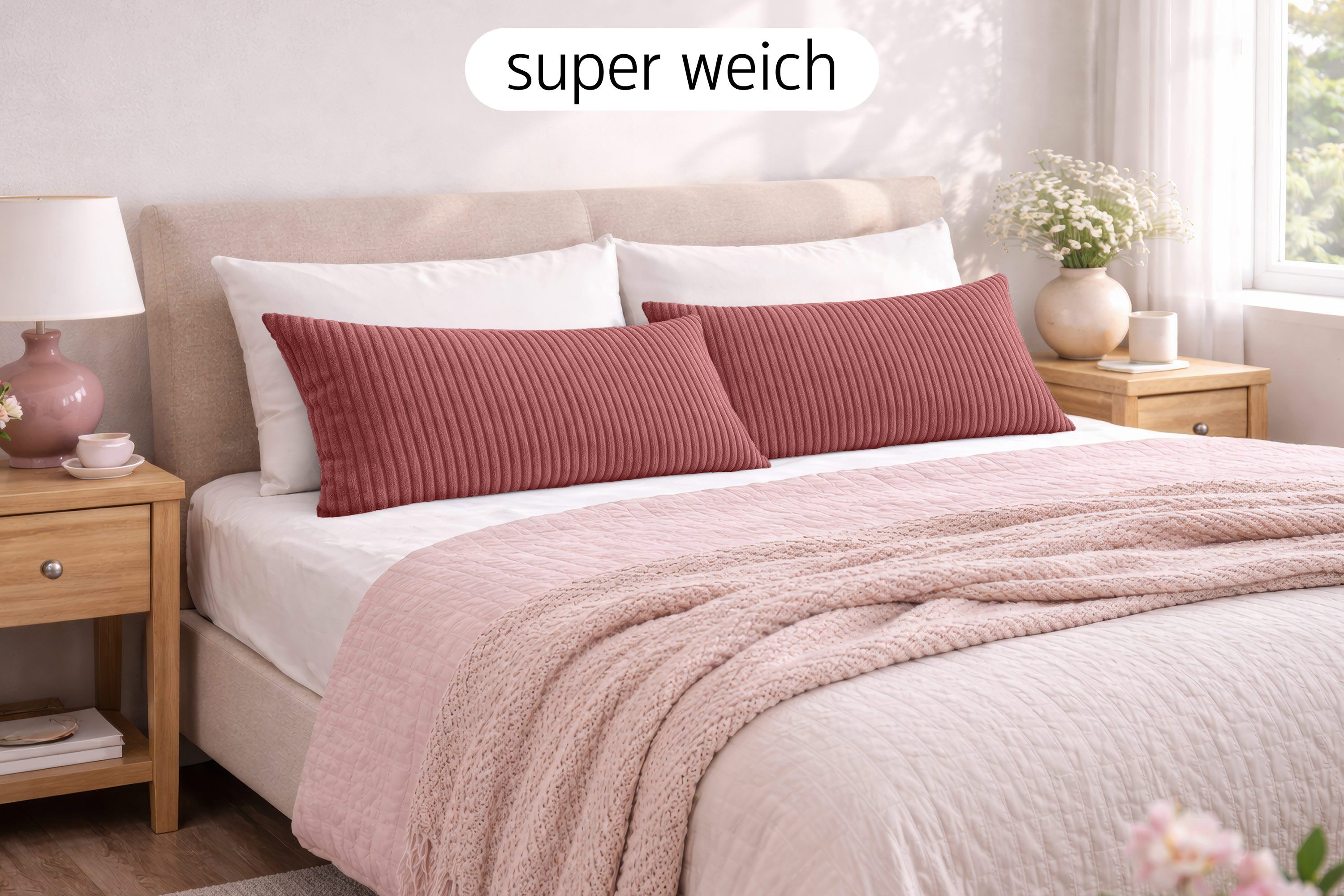 Amilian Dekokissen 40x80 cm mit Füllung - Sofakissen; Zierkissen - Couchkissen, 1 Stück - weich, formstabil, pflegeleicht und waschbar