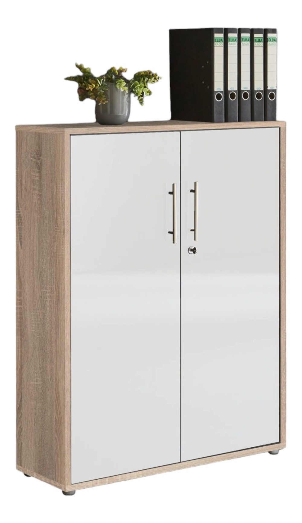 moebel-dich-auf Aktenschrank TABOR (Büroschrank Ordnerschrank Mehrzweckschrank, abschließbar, Metallgriffe, 3 Fächer) Made in Germany