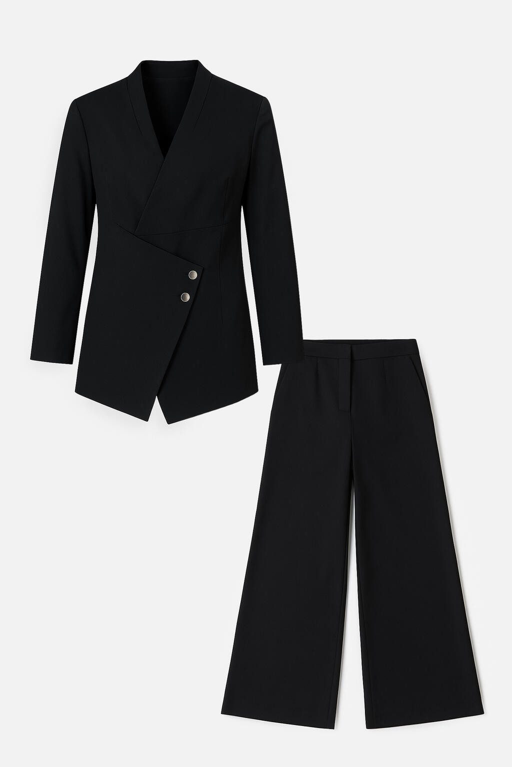 touche prive Fleeceweste ASYMMETRISCHES JACKEN- UND HOSENSET MIT KNOPFDETAILS