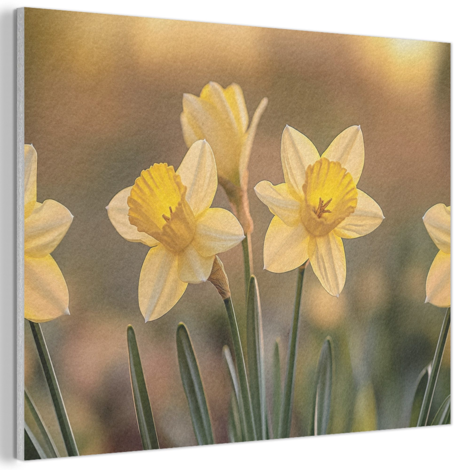 MuchoWow Gemälde Blumen - Gelb - Unscharf, Fotodruck (1 St), Akustikpaneele PET-Filz, Akustikbild, Schalldämmung, Deko 40x30 cm