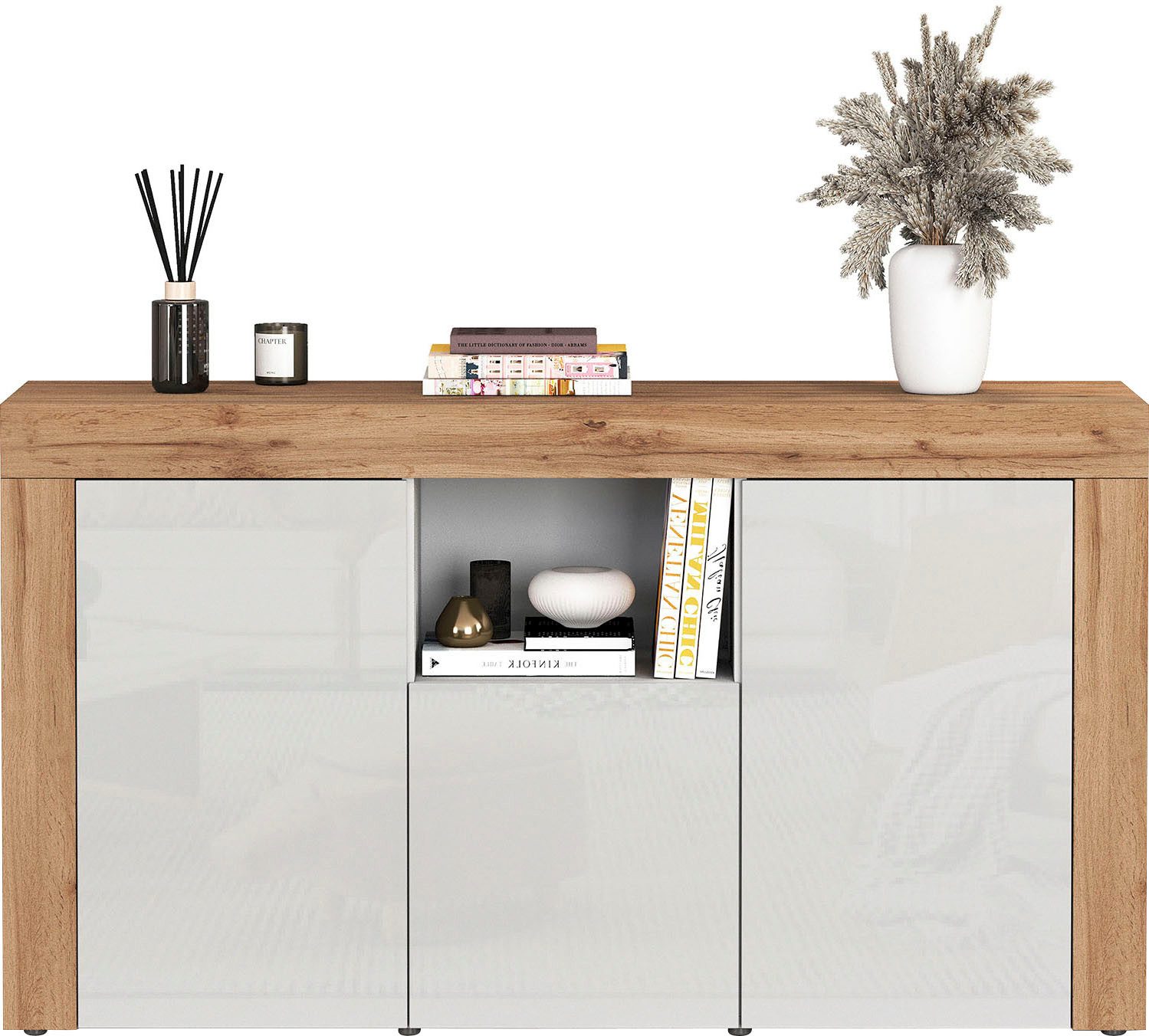 OTTO home Sideboard CHRONOS Breite 155 cm mit 3 Türen, 1 offenes und 6 geschlossene Fächer (1 St), Sideboard,Kommode, Schrank, Grifflos mit Push to Open, Made i – Bild 2 von 5