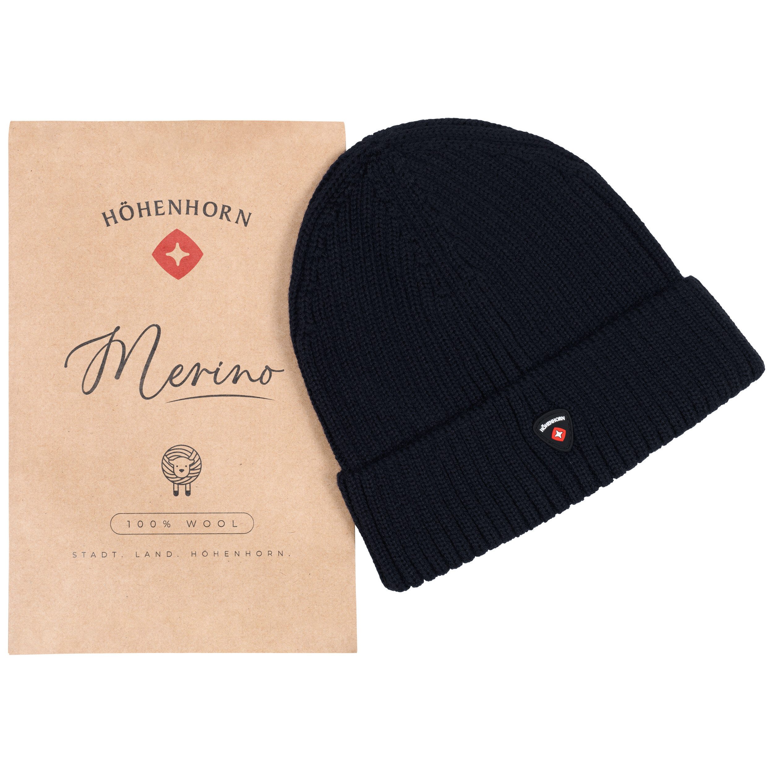 Höhenhorn Strickmütze Nordföhn Knitted Beanie Merinowolle Herren Damen Unisex Wintermütze Einheitsgröße, warm, weich, schnelltrockned