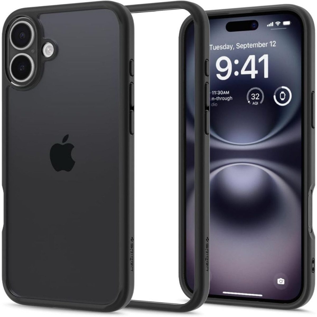 Spigen Handyhülle Ultra Hybrid Mattschwarz Kompatibel mit iPhone 16 6,1, Militärstandard getestet für zuverlässigen Schutz bei Stürzen