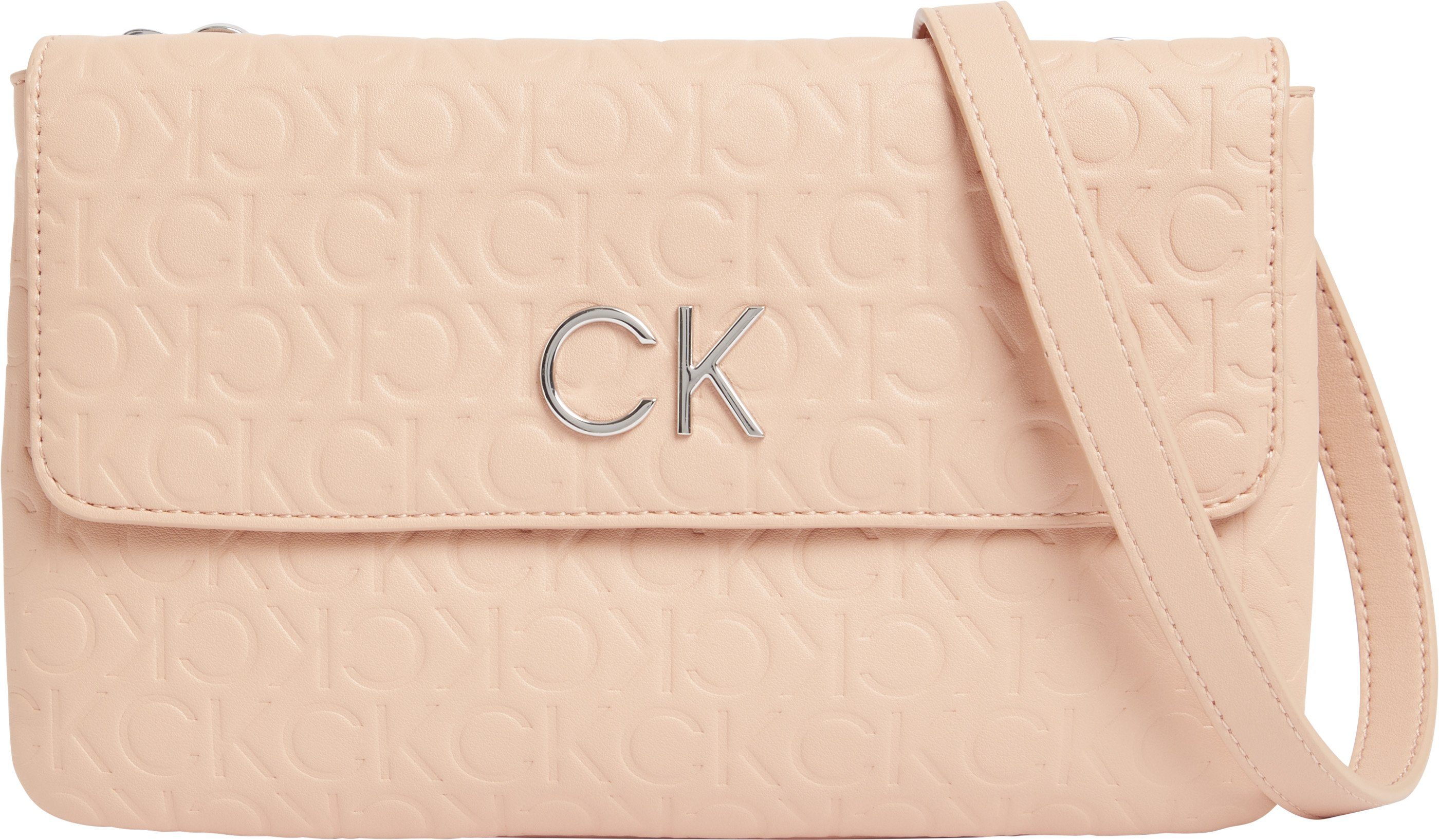 Calvin Klein Umhängetasche RE-LOCK DBL CROSSBODY EMB MONO, mit Allover Logo Prägung