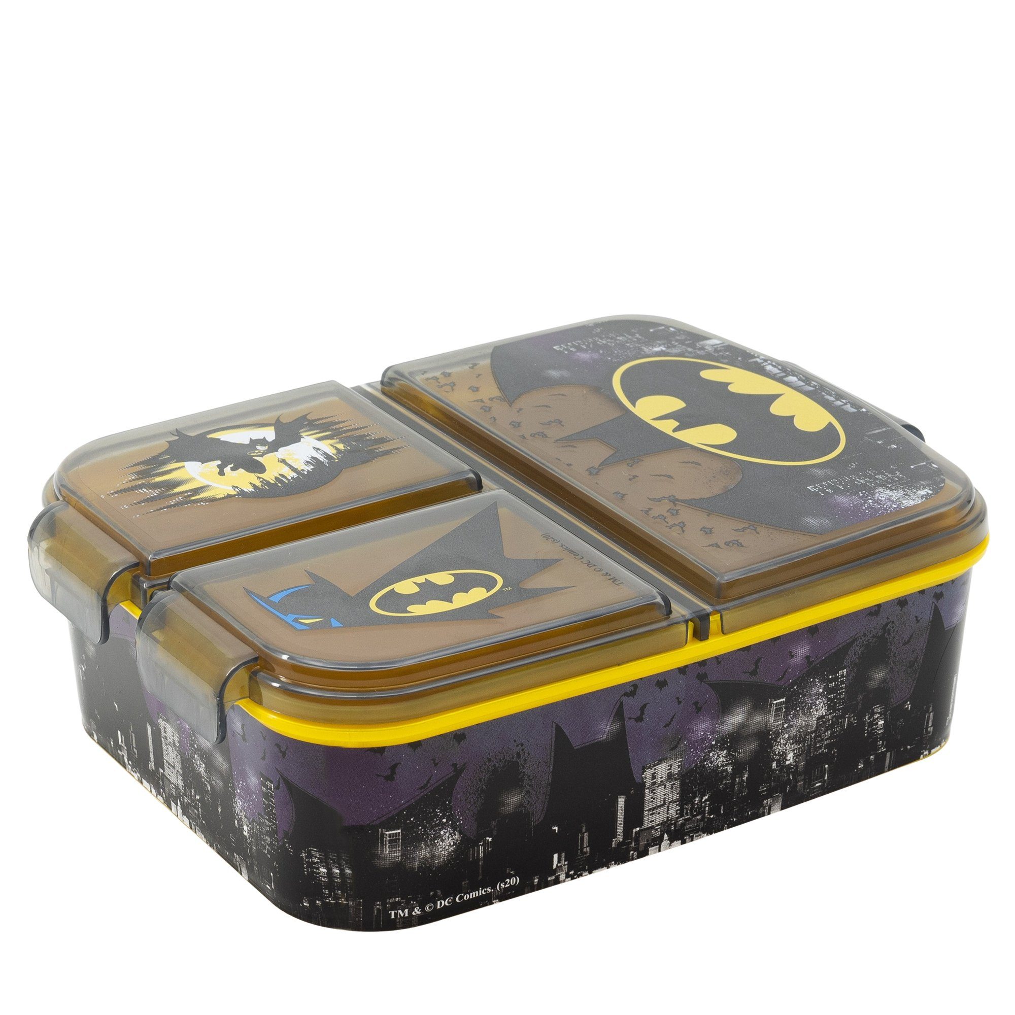 Batman Lunchbox, Kunststoff, Kinder Brotdose mit 3-Fach-Unterteilung BPA frei