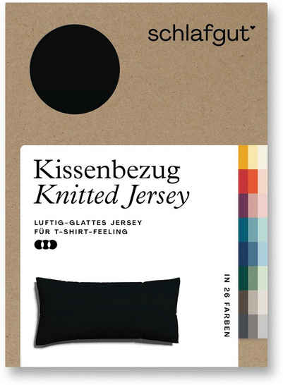 Kissenbezug Knitted Jersey aus Bio-Baumwolle mit Elasthan, bügelfrei, Schlafgut (1 Stück), besonders fein gestrickt, Kissenhülle mit farbigem Reißverschluss