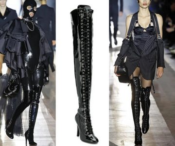 Moschino Latex Lace-up High Boots Over-the-knee Overkneestiefel