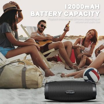 Ortizan Stereo Lautsprecher (Bluetooth, 100 W, mit LED Licht, Outdoor Lautsprecher mit 100W Sound 18H Akku Extra Bass)
