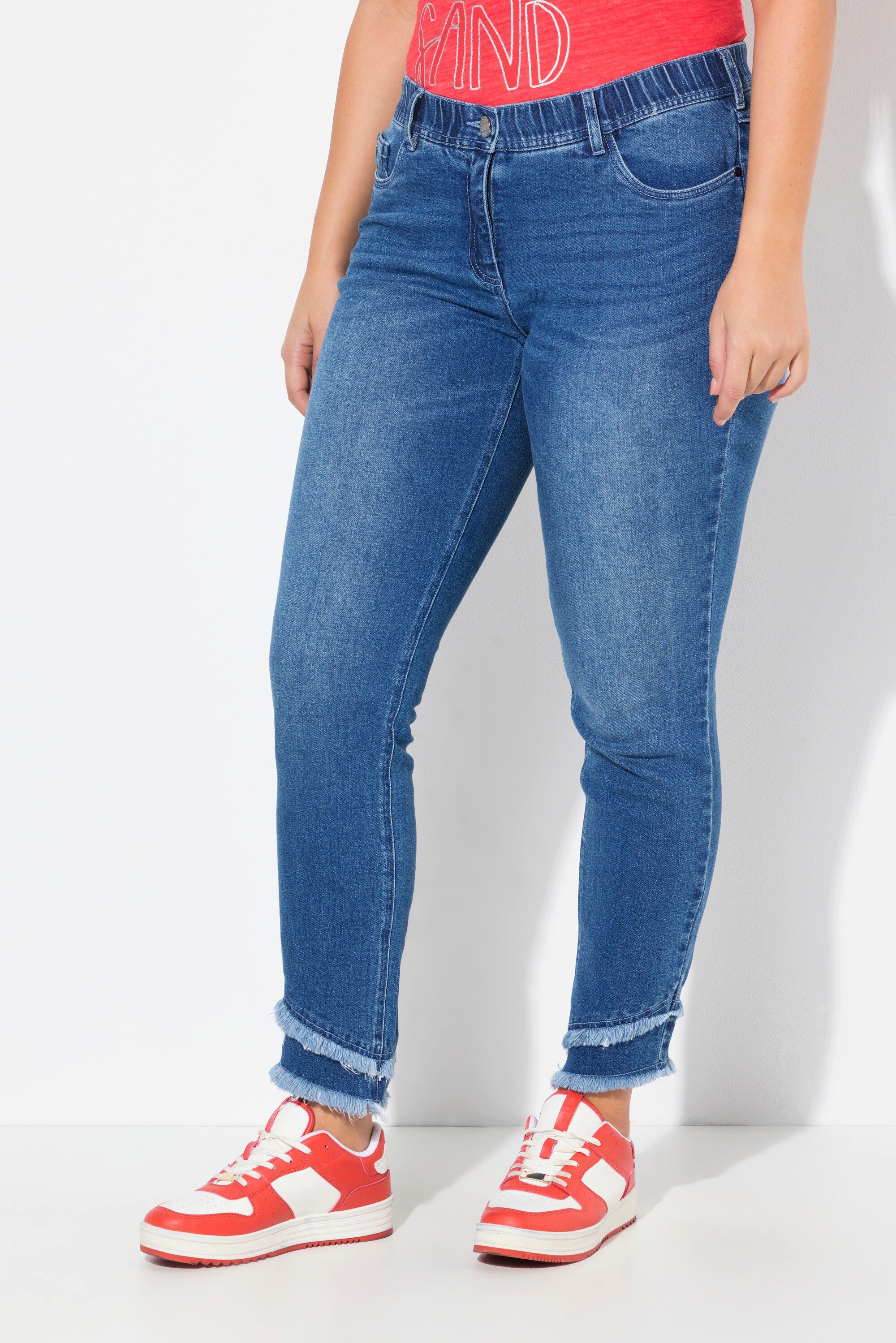 Ulla Popken Regular-fit-Jeans Jeans Sarah Fransensaum schmales Bein knöchellang