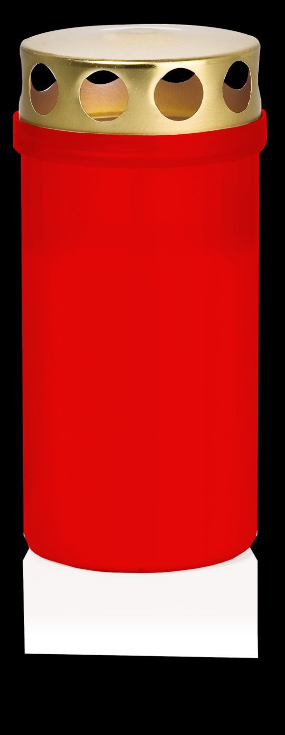 INNA-Glas Grabkerze Grablicht CARMELIA mit Deckel, rot-weiß, 12 cm, Ø6,1 cm, 50h