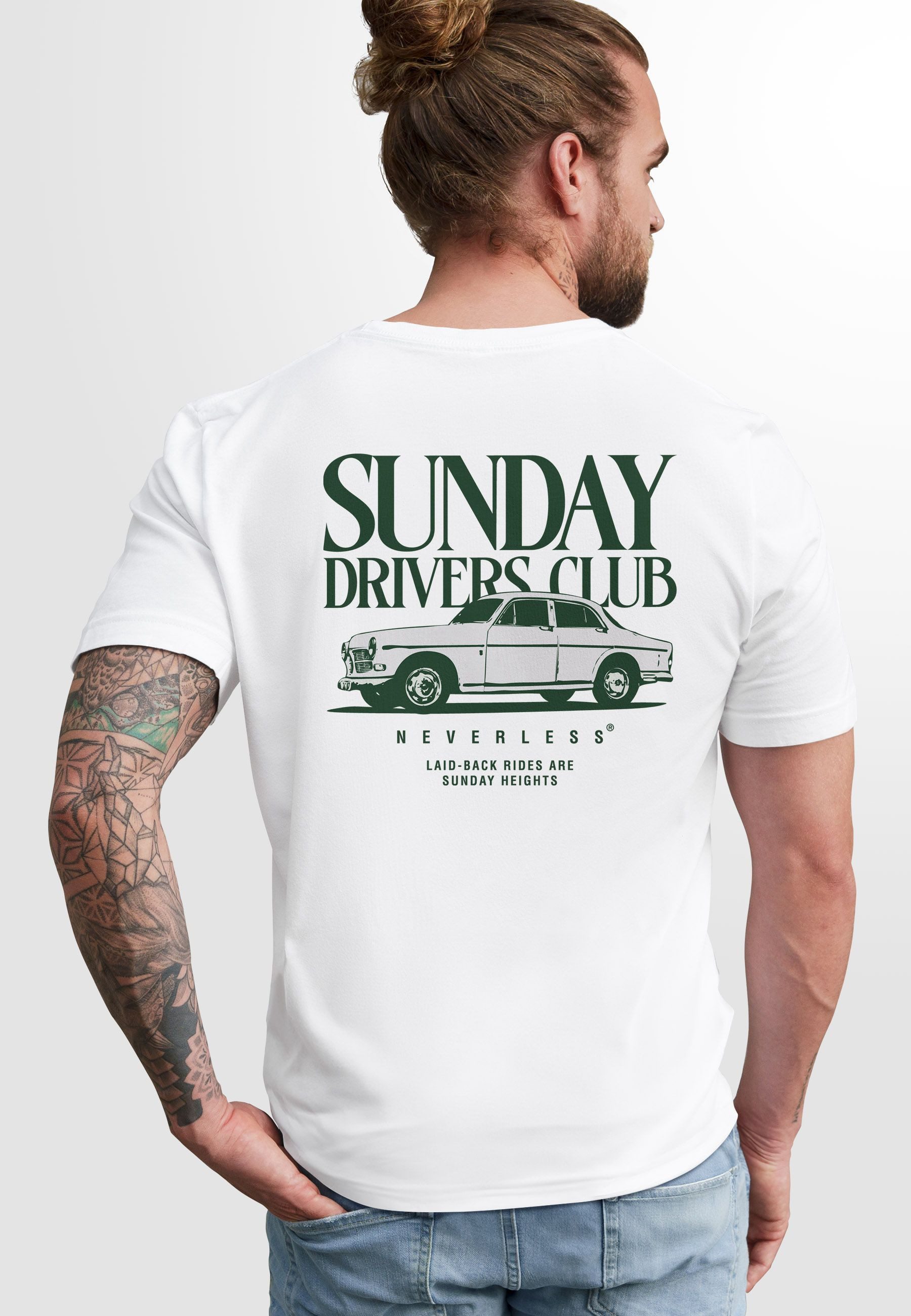 Neverless Print-Shirt Herren T-Shirt Backprint Oldtimer Auto Sunday Driver günstig online kaufen