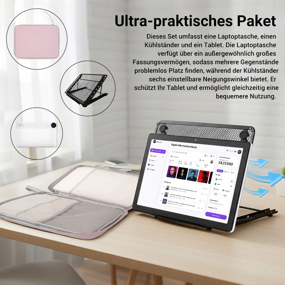 BUFO 10 Zoll 20 (3+17) GB RAM 64 GB ROM 1 TB Erweiterbar WiFi 6 Android 15 Tablet (10", 64 GB, Android 15, Dual-band (5GHz/2.4GHz) Wi-Fi, 5-Kern-Prozessor, 1280x800 HD IPS, Dual-Kamera)