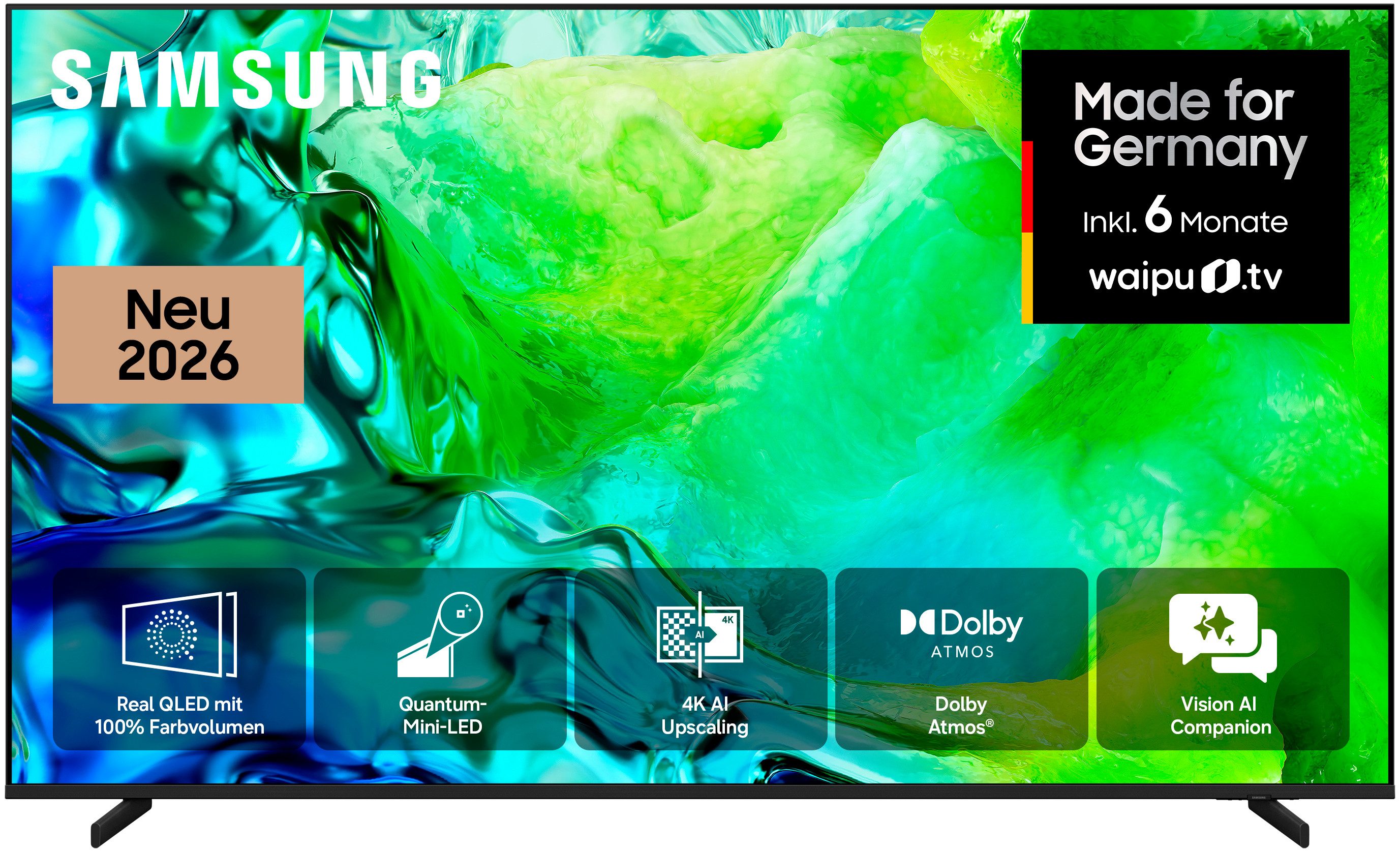 Samsung GQ55QN80HAU QLED-Fernseher (138 cm/55 Zoll, 4K Ultra HD, Smart-TV, Real QLED Mini-LEDs, Motion Xcelerator 144 Hz, Gaming Hub, Dolby Atmos)