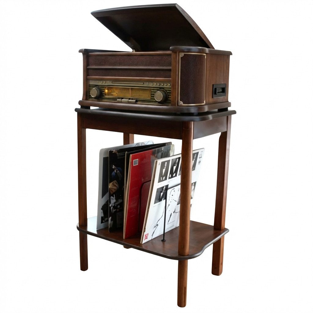 Soundmaster NR560 inkl. SF510 Set Nostalgie Stereoanlage mit Untergestell Multifunktionsspieler (Riemenantrieb, Bluetooth, Kassette, CD-Player, Plattenspieler)