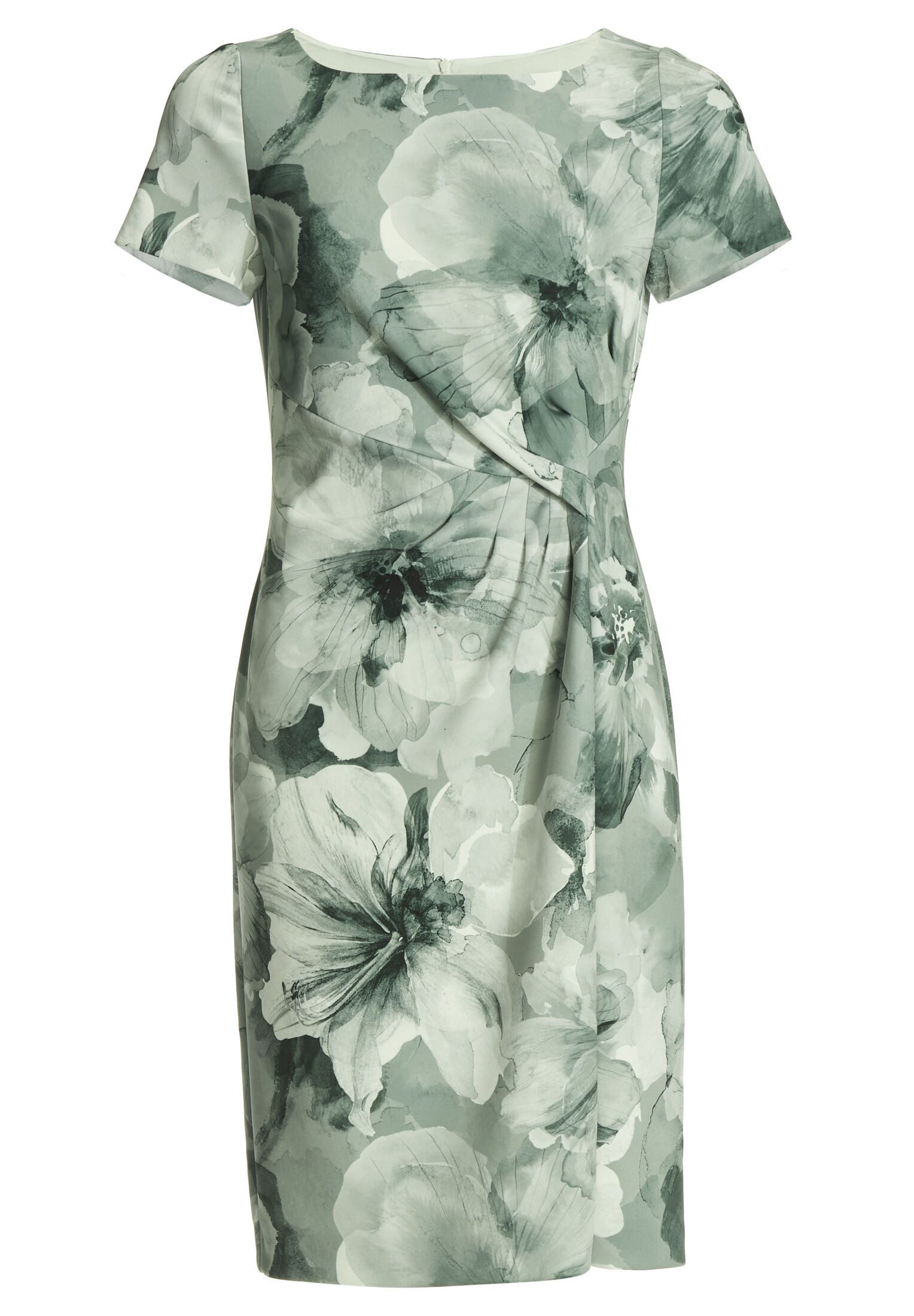 Cocktailkleid - Etuikleid aus bedrucktem Scuba mit Falten Detail