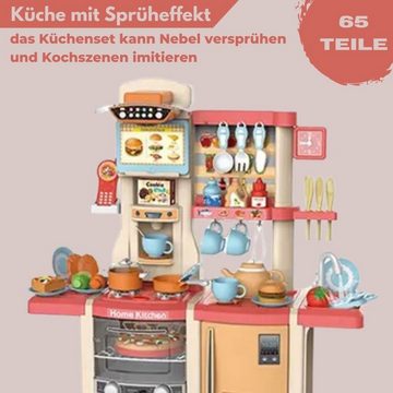 Coemo Spielküche Kunststoff, Kinderküche "Susi" Herd mit glühendem Licht, Sound 65 tlg. Zubehör