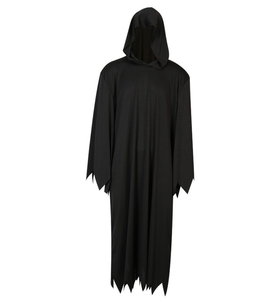 Fries Zombie-Kostüm Horror Kutte mit Kapuze Spooky Schwarz Halloween Karneval Fasching