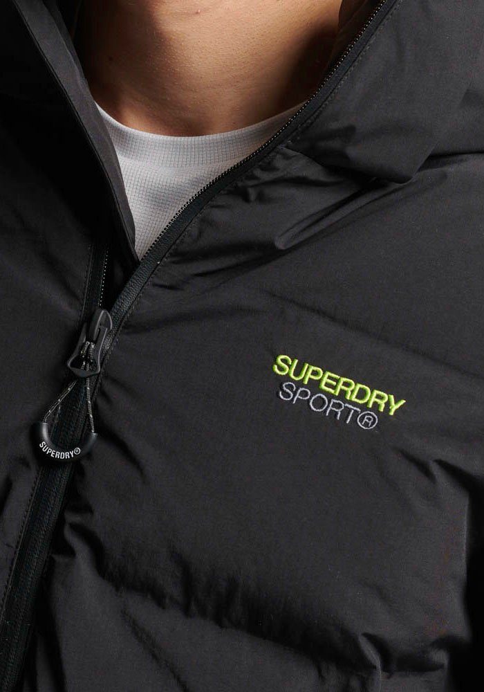 Black Steppjacke BOXY Superdry PUFFER HOODED JACKET