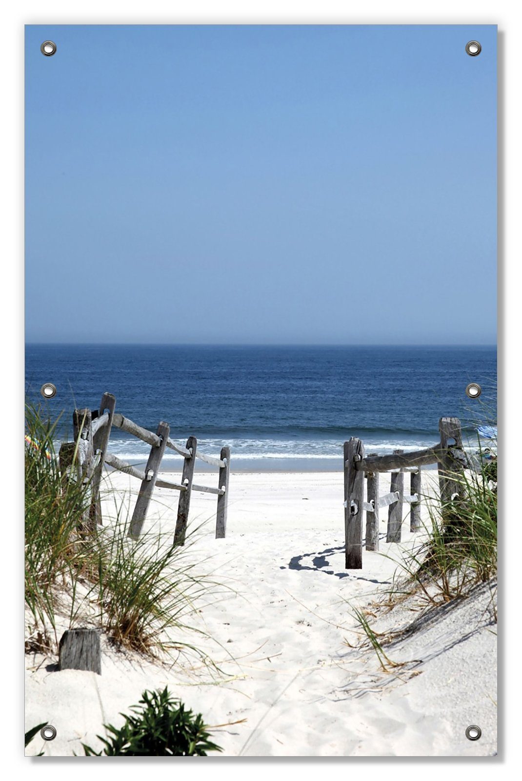 Sonnenschutz Blick auf Strand, Wallario, blickdicht, mit Saugnäpfen, wiederablösbar und wiederverwendbar
