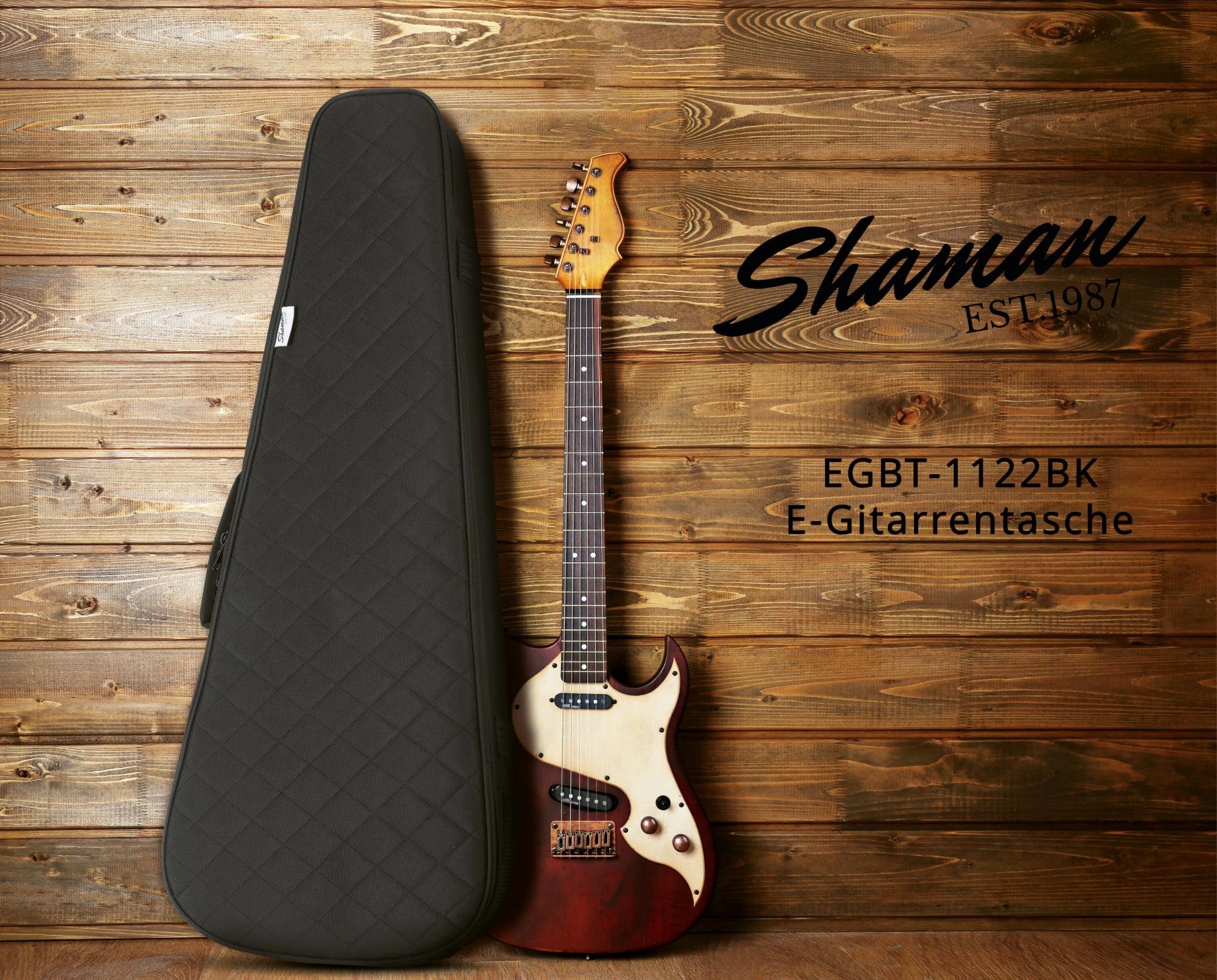 Shaman Gitarrentasche EGBT-1122BK für E-Gitarre, gepolsterte E-Gitarren-Tasche mit Rucksackgarnitur