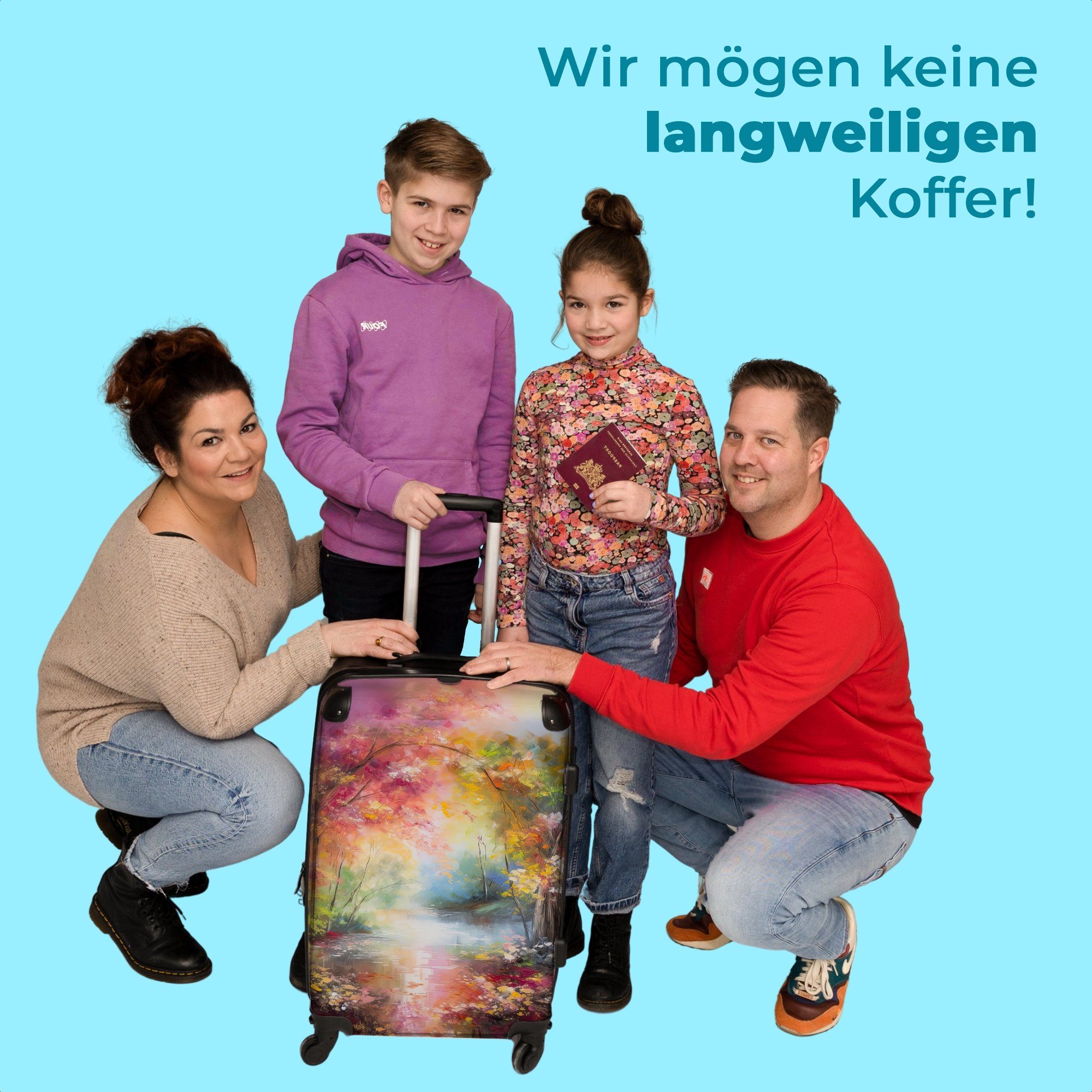 Rollkoffer NoBoringSuitcases.com© Koffer - - Farbenfroh - Trolley 67x43x25cm mit Reisekoffer Ölgemälde Landschaft Rollen Große Aufgabegepäck 4 Natur, - 4 Rollen,