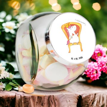 Mr. & Mrs. Panda Vorratsglas L 870ml Einhorn Prinzessin - Weiß - Geschenk, Gewürzdose, Geburtstags, Premium Glas, (1-tlg), Exklusive Motive