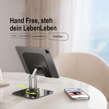 Welikera Handy-/Tablet-Ständer aus Metall,Faltbar,Drehbar,Verstellbar Handy-Halterung