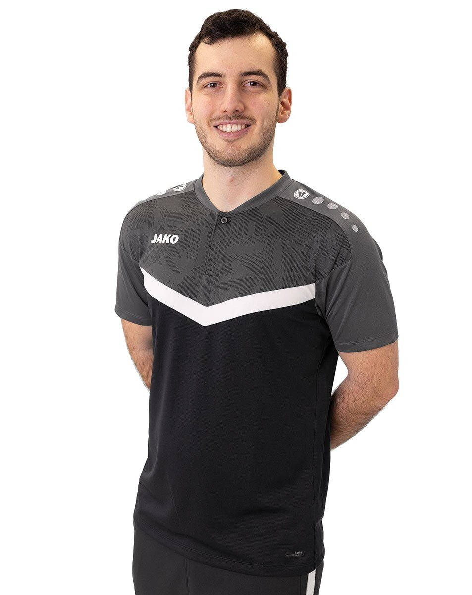 Jako Poloshirt Iconic (Polyester-Micro-Mesh) schwarz/anthrazitgrau Herren