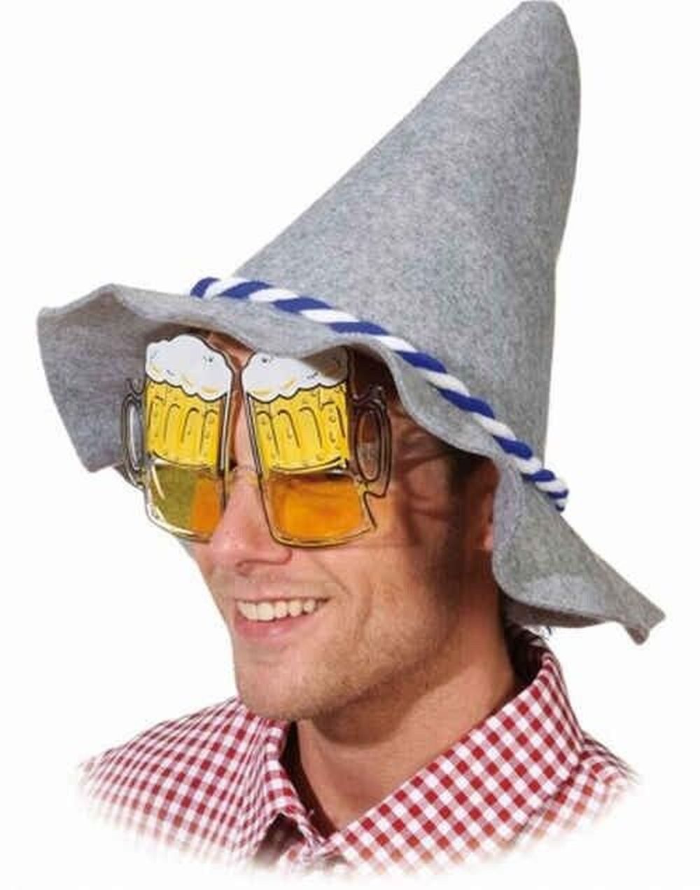 Orlob Kostüm Bierglas Brille mit 2 Maßkrügen Bayern Karneval Fasching Party Cosplay, Bierglas Brille