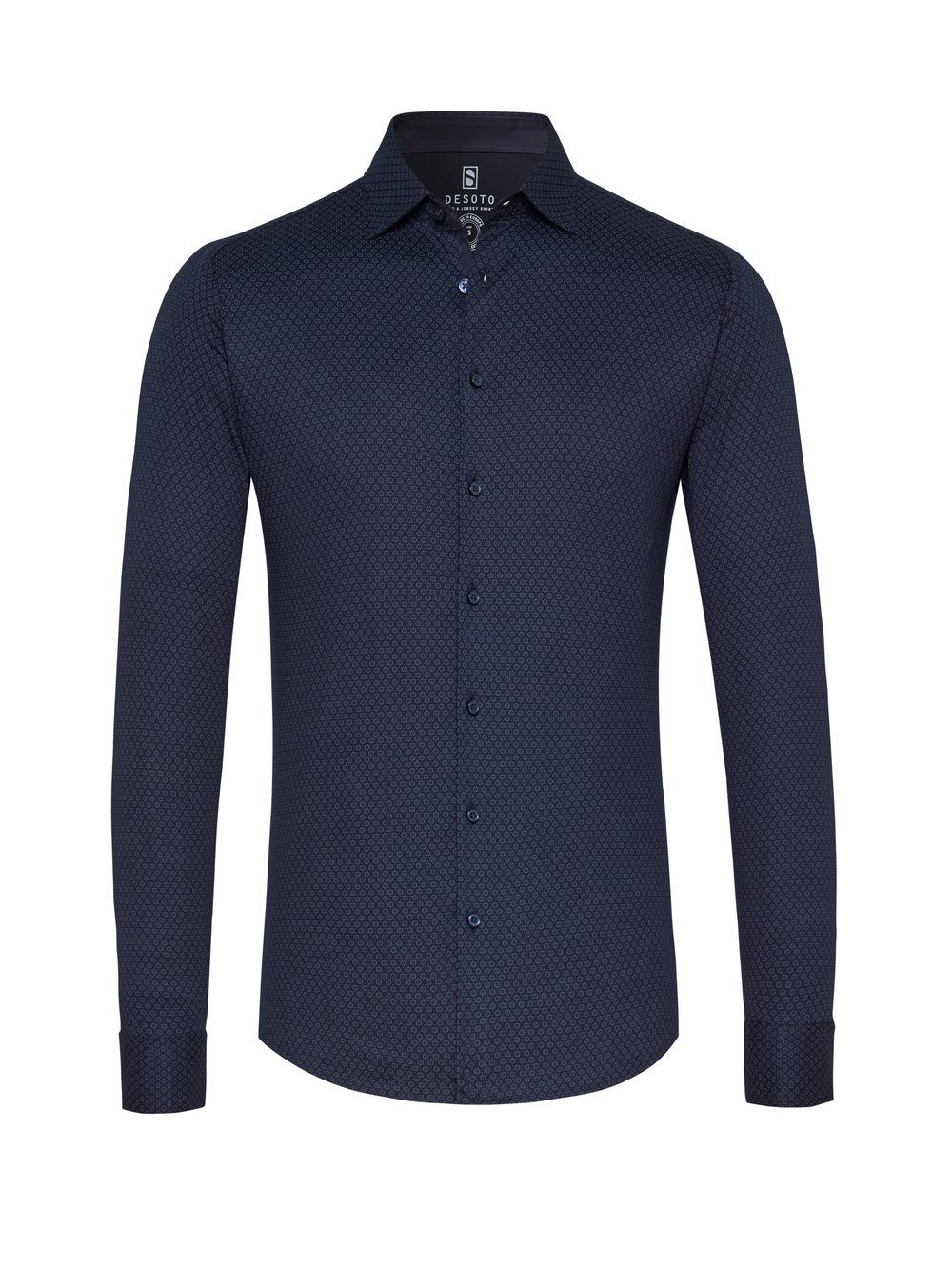 DESOTO Langarmhemd Jerseyhemd Casual Kent langarm Flexibler Stretch, mit Minimal Print, Kentkragen – Bild 5 von 5